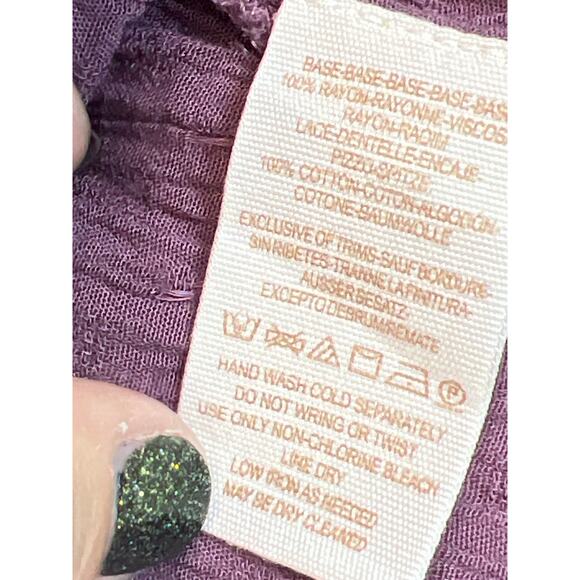 Free People Womens Purple Crochet Back Gauze Long Sleeves Button-Down Top Size S - Picture 10 of 11